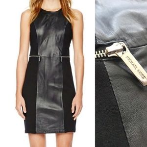 Real Leather Sheath Dress Zipper Waist Michael Kors